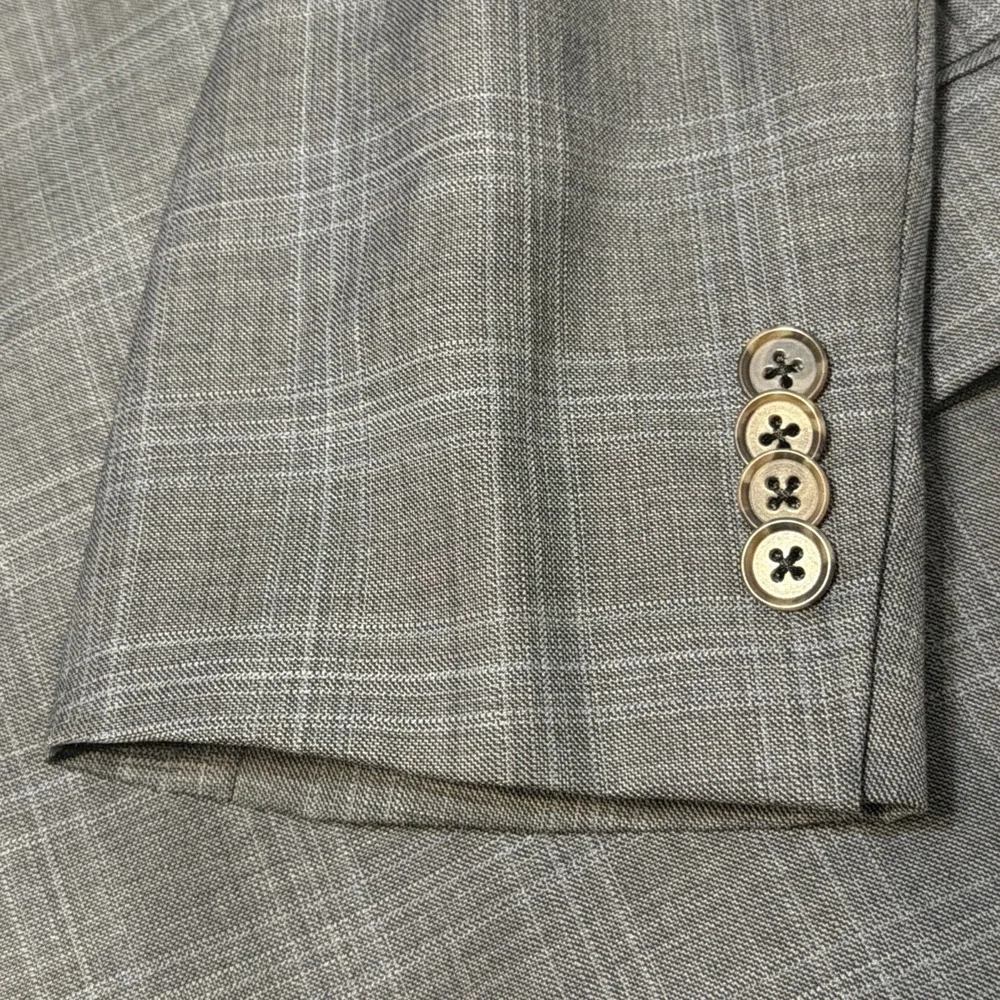 Jack Victor Blazer Mens 42 R Gray Plaid Wool Sport Coat Super 100s Italy